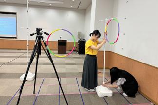 飛行ルートに座標を合わせてフラフープを設置