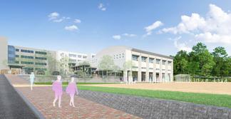 第2体育館、特別教室棟（仮称）の完成予想図