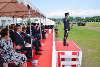 記念式典の様子(写真は陸上自衛隊久留米駐屯地提供)