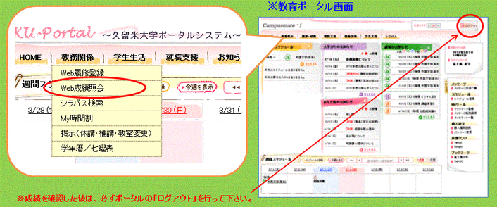 成績照会画面イメージ