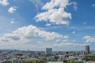 屋上ヘリポートから見る久留米市内の様子