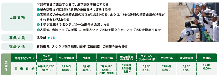 クラブ選考会の日程