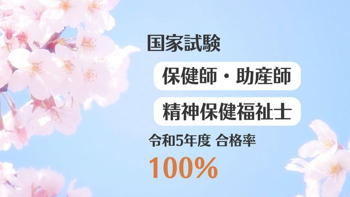 令和5年度国家試験合格率(保健師、助産師、精神保健福祉士で100%)